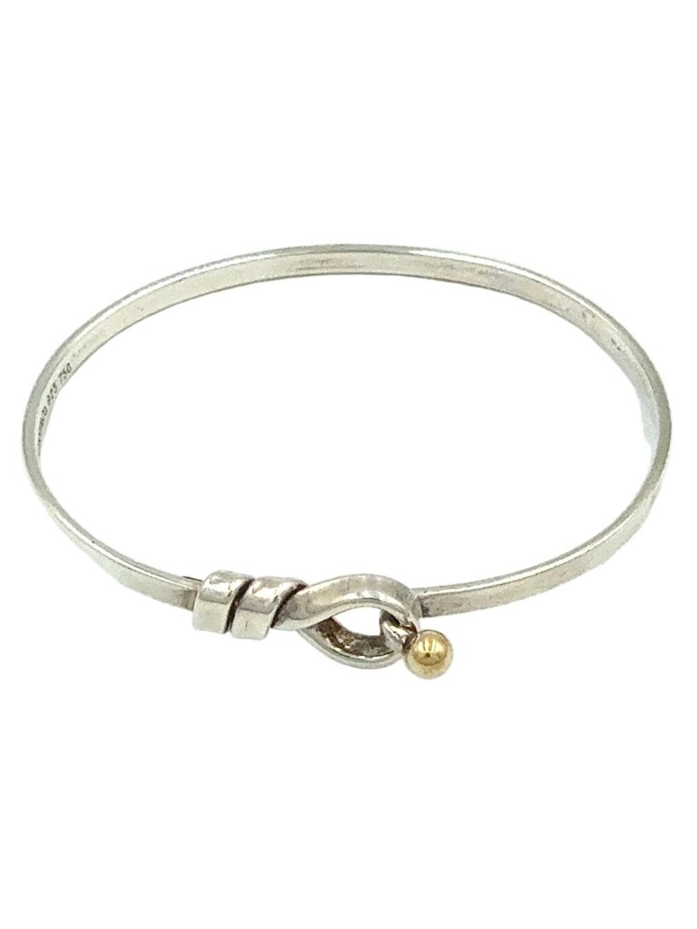 Tiffany & Co Hook Eye Yellow Gold Silver Bangle Bracelet